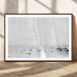 Monochrome Swimming Wall Art Canvas Print – Framed Ocean