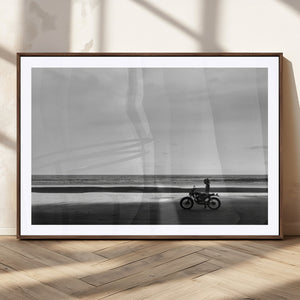 Motorcycle Beach Wall Art Canvas Print – Framed Vintage