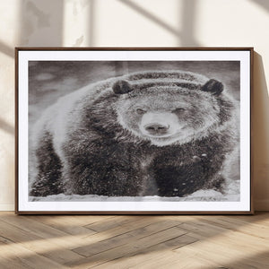 Grizzly Bear Wall Art Canvas Print – Framed Rustic Lodge Art