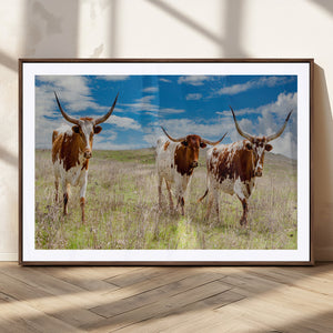 Texas Longhorn Wall Art Canvas Print – Framed Western Decor