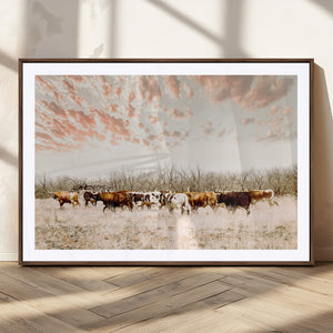 Cow Herd Wall Art Canvas Print – Framed Farmhouse Cattle