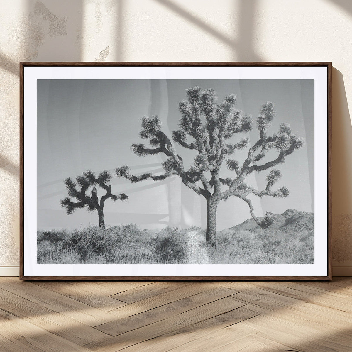 Joshua Tree Wall Art Canvas Print – Black and White Desert