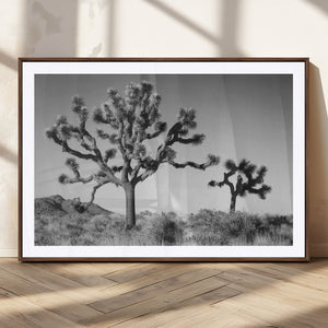 Joshua Tree Wall Art Canvas Print – Framed Monochrome Desert