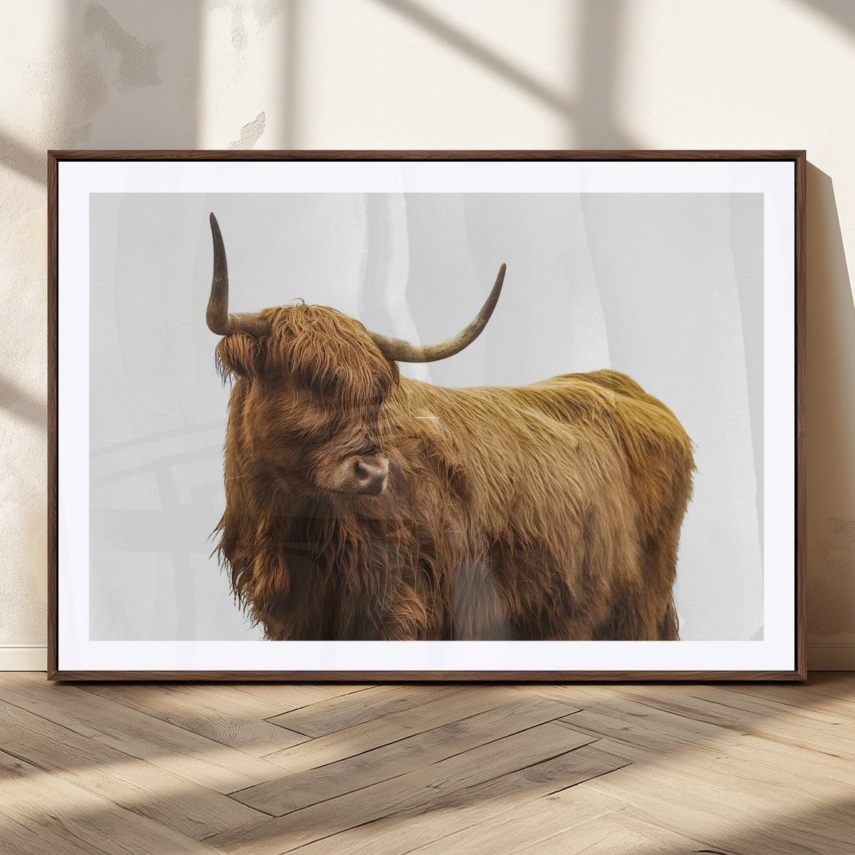 Highland Cow Wall Art Canvas Print – Framed Farmhouse Wall