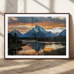 Mountain Sunset Wall Art Canvas Print – Framed Alpine