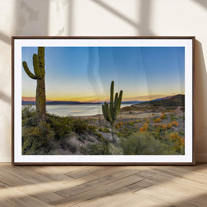 Saguaro Cactus Wall Art Canvas Print – Framed Desert Sunset