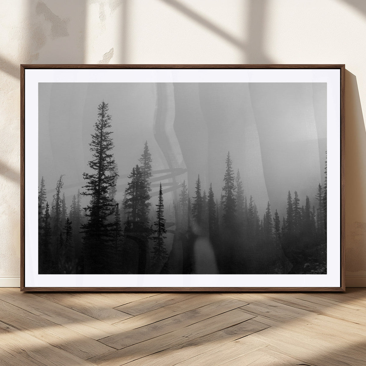 Misty Pines Wall Art Canvas Print – Framed Woodland