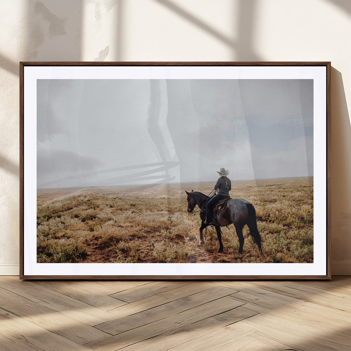 Cowboy Wall Art Canvas Print – Framed Western Ranch Scene