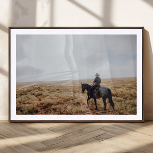 Cowboy Wall Art Canvas Print – Framed Western Ranch Scene