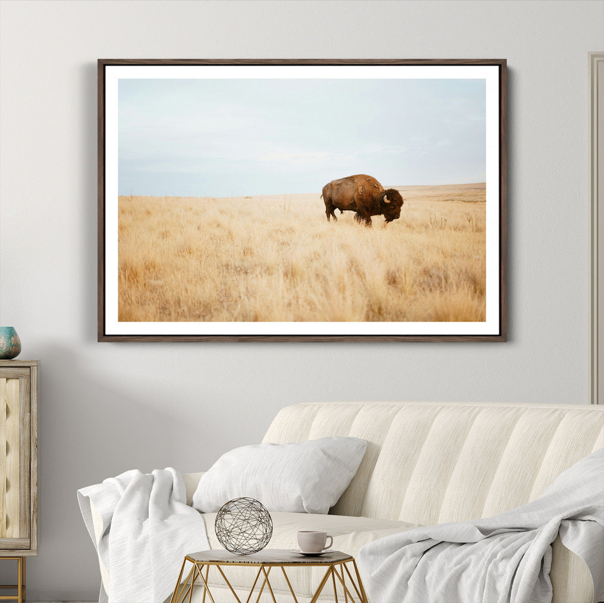 Buffalo Wall Art Canvas Print – Framed Western Wildlife