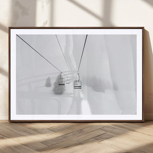 Ski Lift Wall Art Canvas Print – Snowy Alpine Landscape