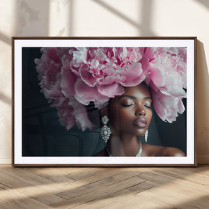 Black Beauty Petal Crown Wall Art Canvas Print – Floral