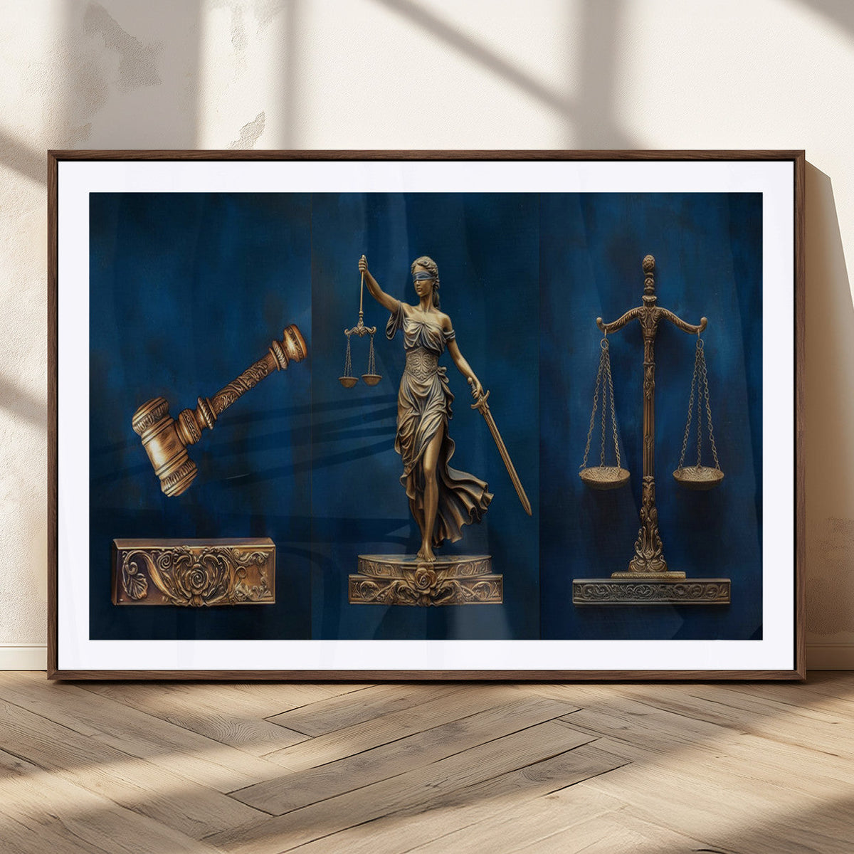 Lady Justice Wall Art Canvas Print – Elegant Gold Legal