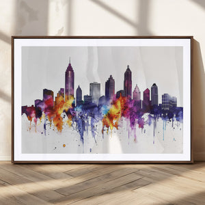 Atlanta Skyline Wall Art Canvas Print – Framed Colorful