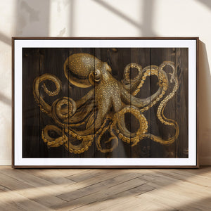 Octopus Wall Art Canvas Print – Wooden Art Sea Creature