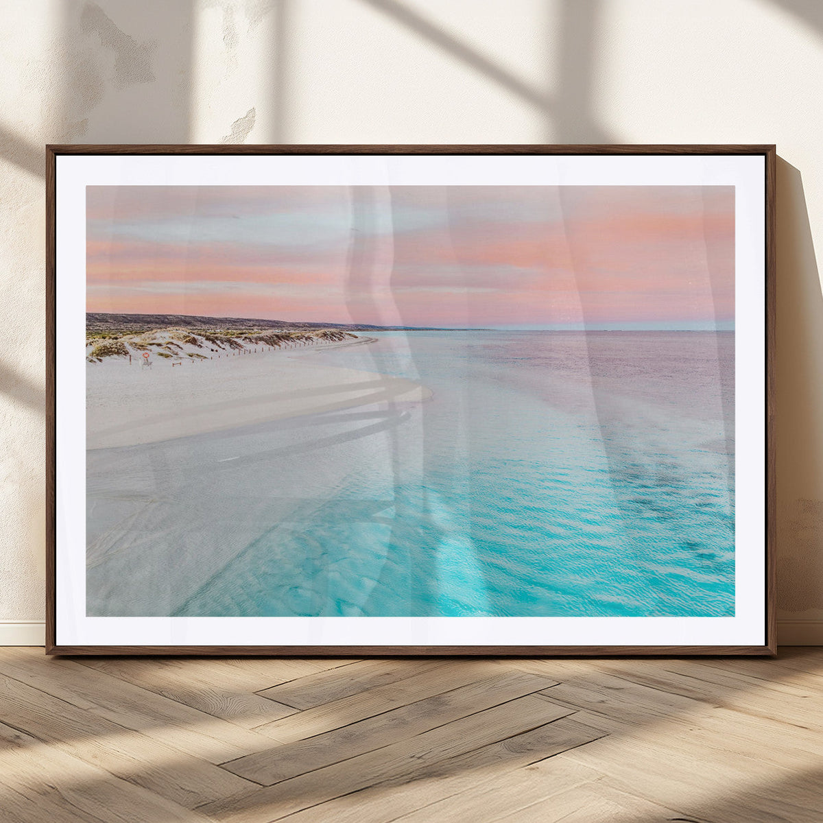Serene Pastel Beach Wall Art Canvas Print, Tranquil Coastal