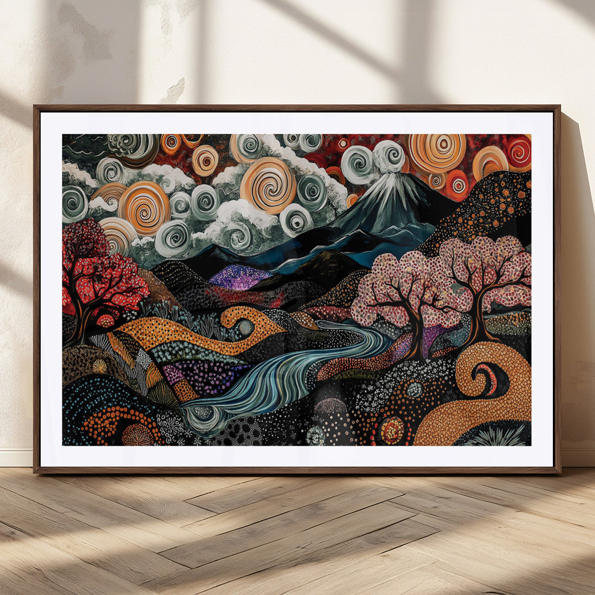Whimsical Abstract Landscape Wall Art Canvas Print, Colorful