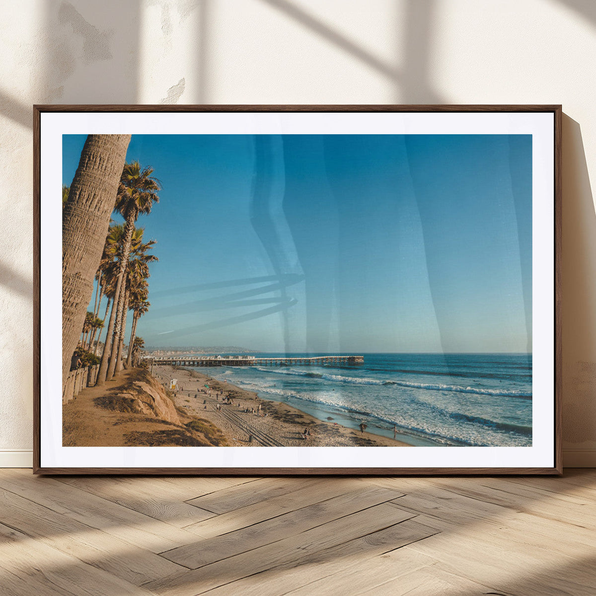 Scenic Beach Wall Art Canvas Print – Tall Palm Trees, Sandy