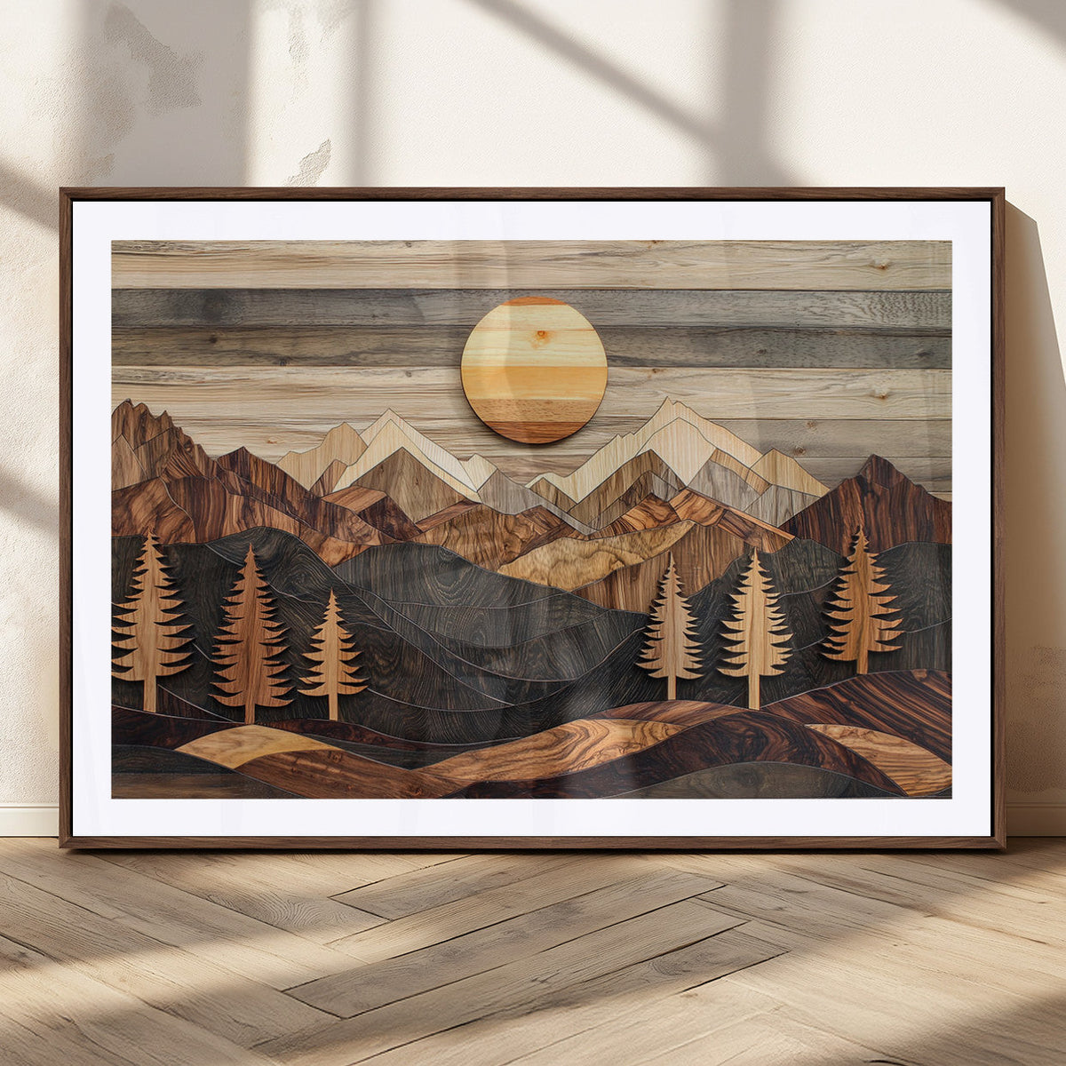 Wood Mountain Wall Art Canvas Print – Layered Forest and