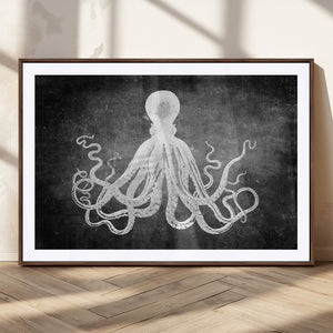 Black White Octopus Wall Art Canvas Print