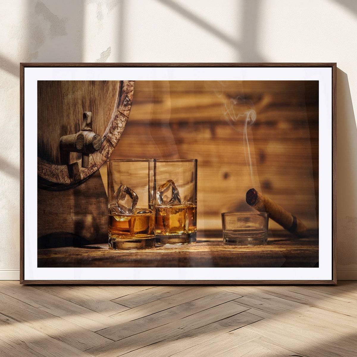 Rustic Whiskey and Barrel Canvas Print