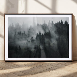 Foggy Forest Wall Art Canvas Print | 3 Panel Large Misty