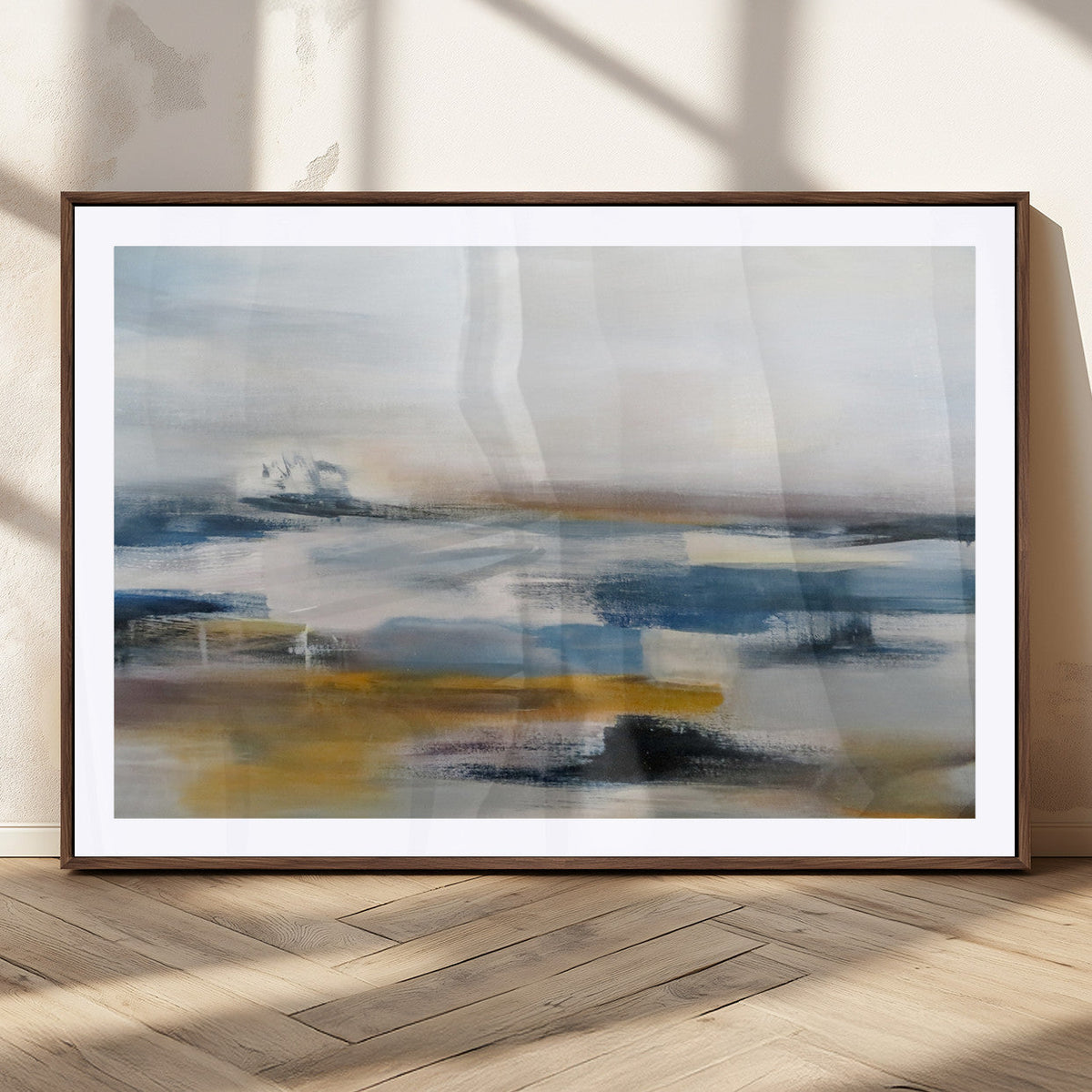 Abstract Landscape Wall Art Canvas | 3 Panel Modern Blue,