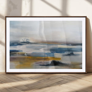Abstract Landscape Wall Art Canvas | 3 Panel Modern Blue,