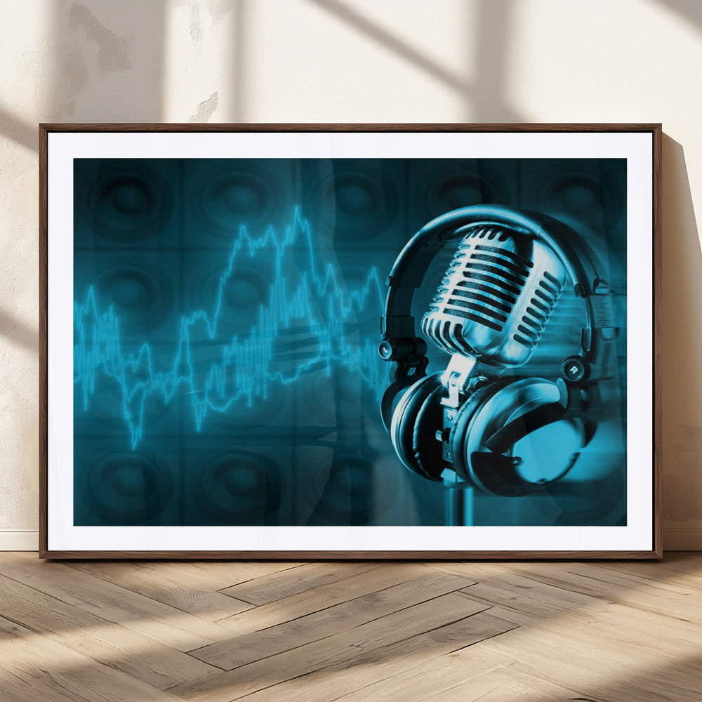 Music and Microphone Wall Art Canvas Print