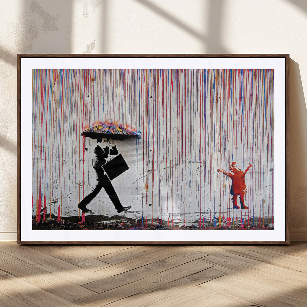 Banksy Wall Art Canvas Print, Framed Graffiti Art Picture