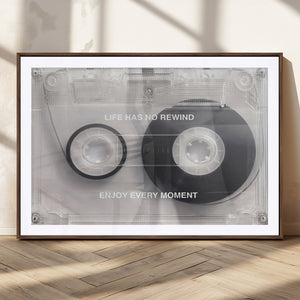 Vintage Cassette Tape Canvas Wall Art - Inspirational 'Life