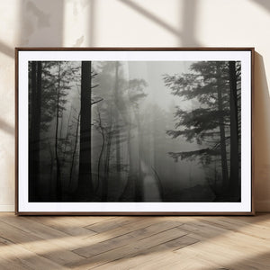 Misty Forest Wall Art Premium Canvas Print a Foggy and