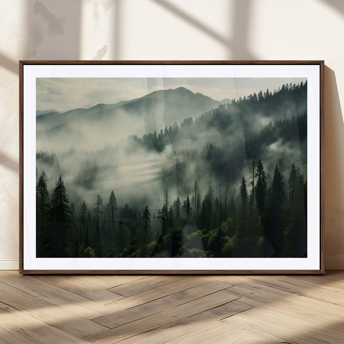 Captivating Misty Forest Wall Art Premium Canvas Print a