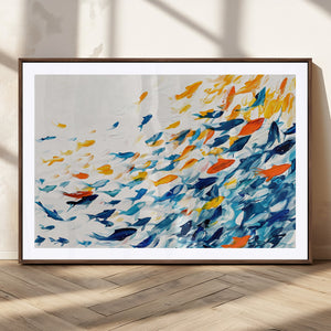 Abstract Fish Shoal Wall Art Canvas Print, Colorful Fish
