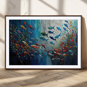 Modern Abstract Fish Shoal Wall Art Canvas Print, Colorful