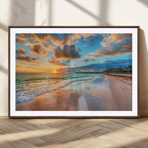 Serene Beach Sunset Wall Art | Coastal Ocean Canvas Print |