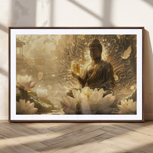 Golden Buddha Wall Art | Yoga Room Decor and Meditation Room
