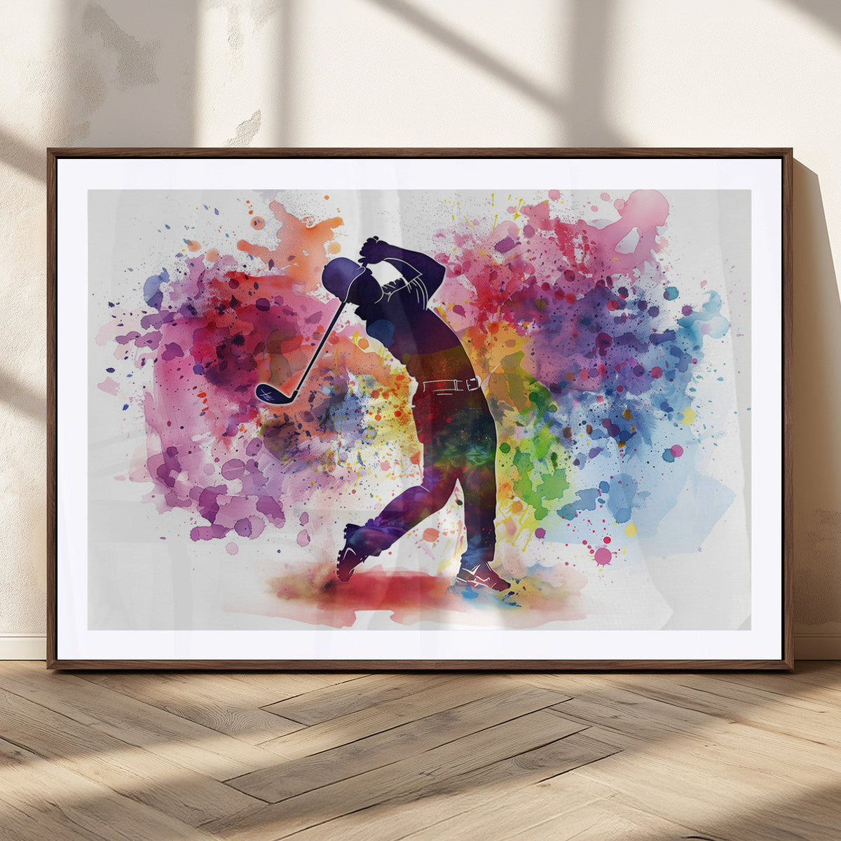 Colorful Golfer Swing Wall Art Canvas Print - Ready to Hang,