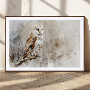 Barn Owl Wall Art | Watercolor Canvas Print | Perfect for