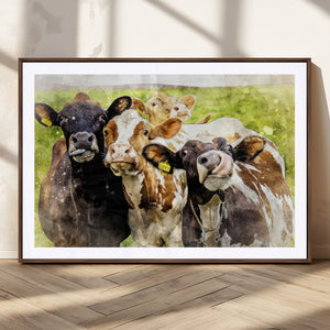 Curious Cows Farmhouse Wall Art | Ready to Hang and Framed