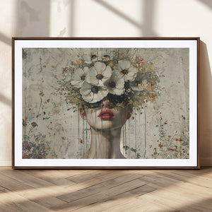 Abstract Floral Women Patel Wall Art Canvas Print