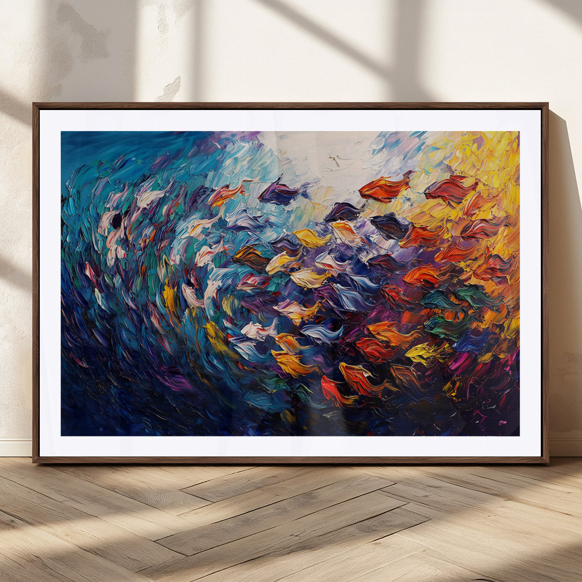 Vibrant Abstract Fish Swarm Art – Colorful Fish Inspired