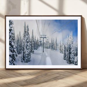 Winter Ski Lift Wall Art Print - Landscape Wall Art | Snowy