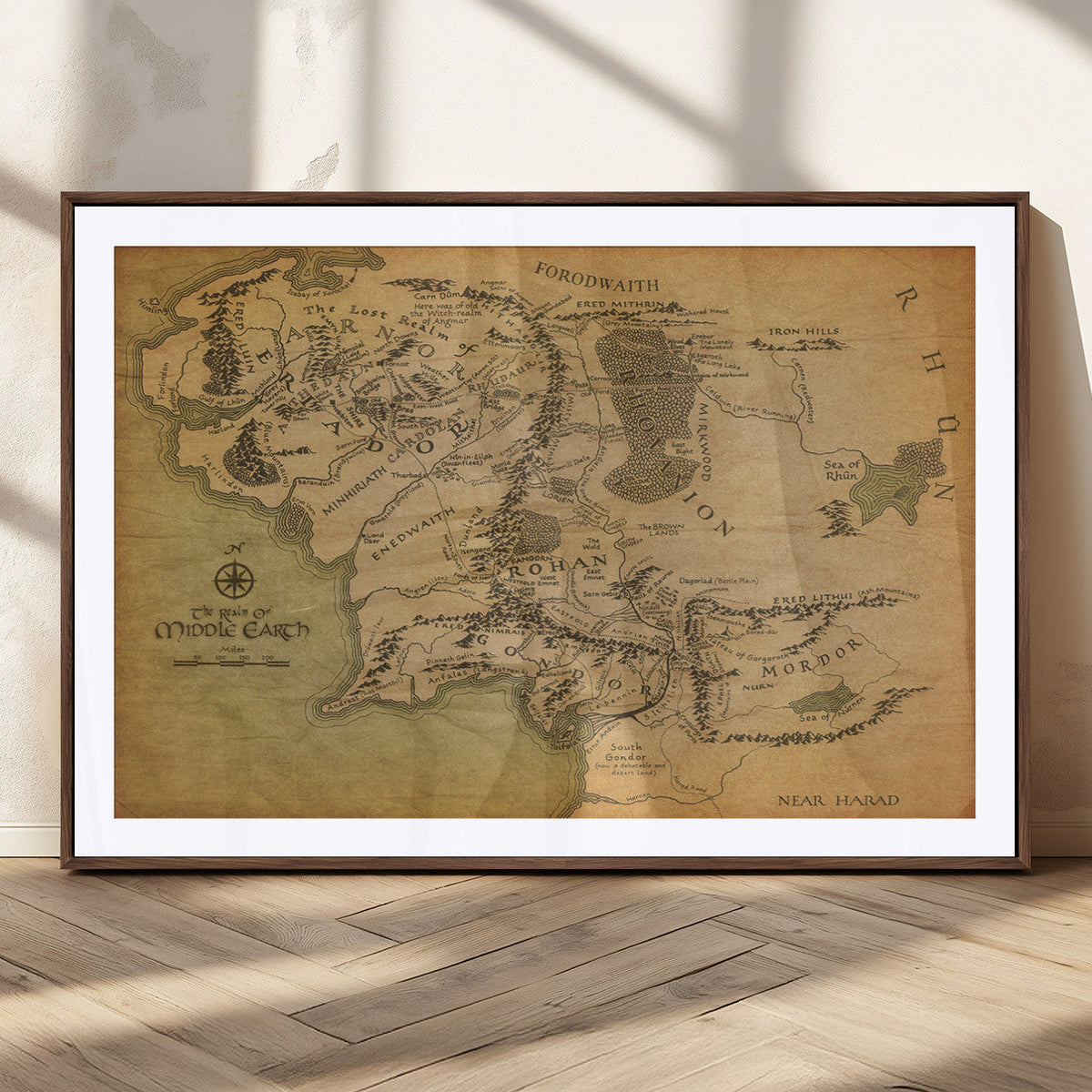 Middle Earth Map Canvas Wall Art – Vintage Fantasy Map