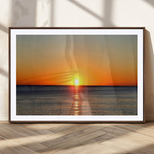 Golden Horizon Sunset Over Ocean Wall Art Canvas Print –