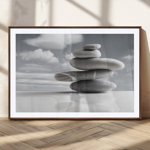 Still Life Black and White Zen Stones Wall Art Canvas,
