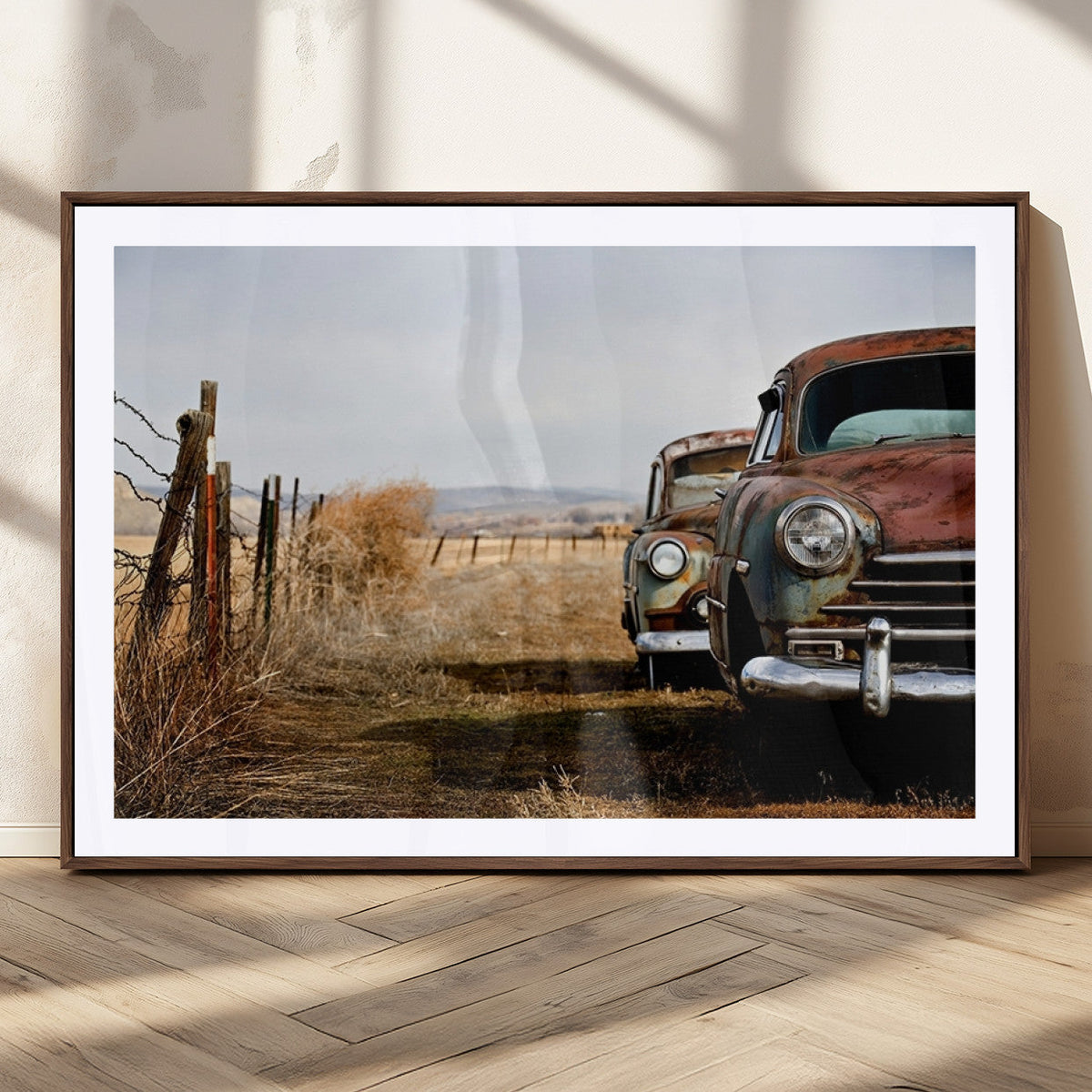 Old Rustic Classic Car Wall Art Canvas Print