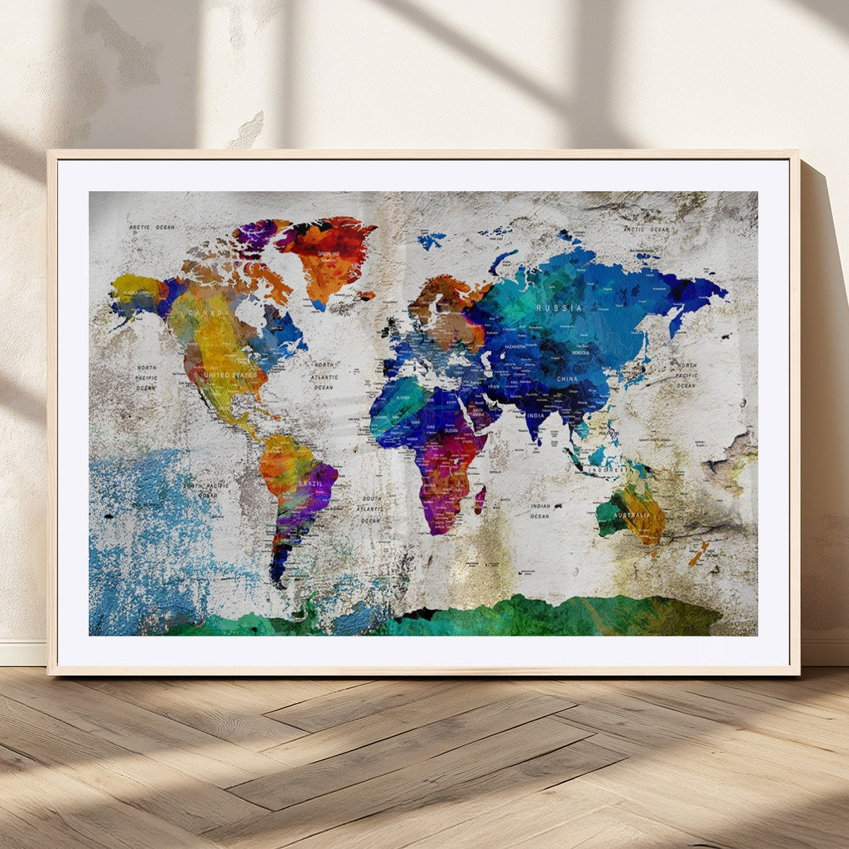 World Map Canvas Print – Framed Travel Map Wall Art for