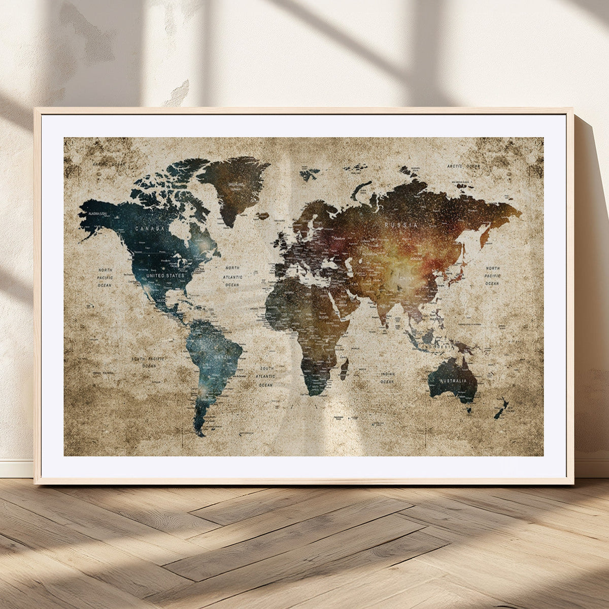 World Map Canvas Print – Detailed Map of the World Wall Art
