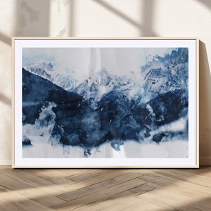 Abstract Blue Mountain Canvas Wall Art – Modern Triptych